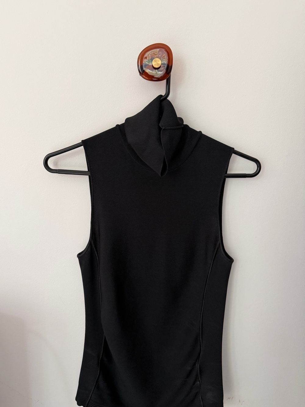 Tom Ford Sleeveless Black Mock Silk Top